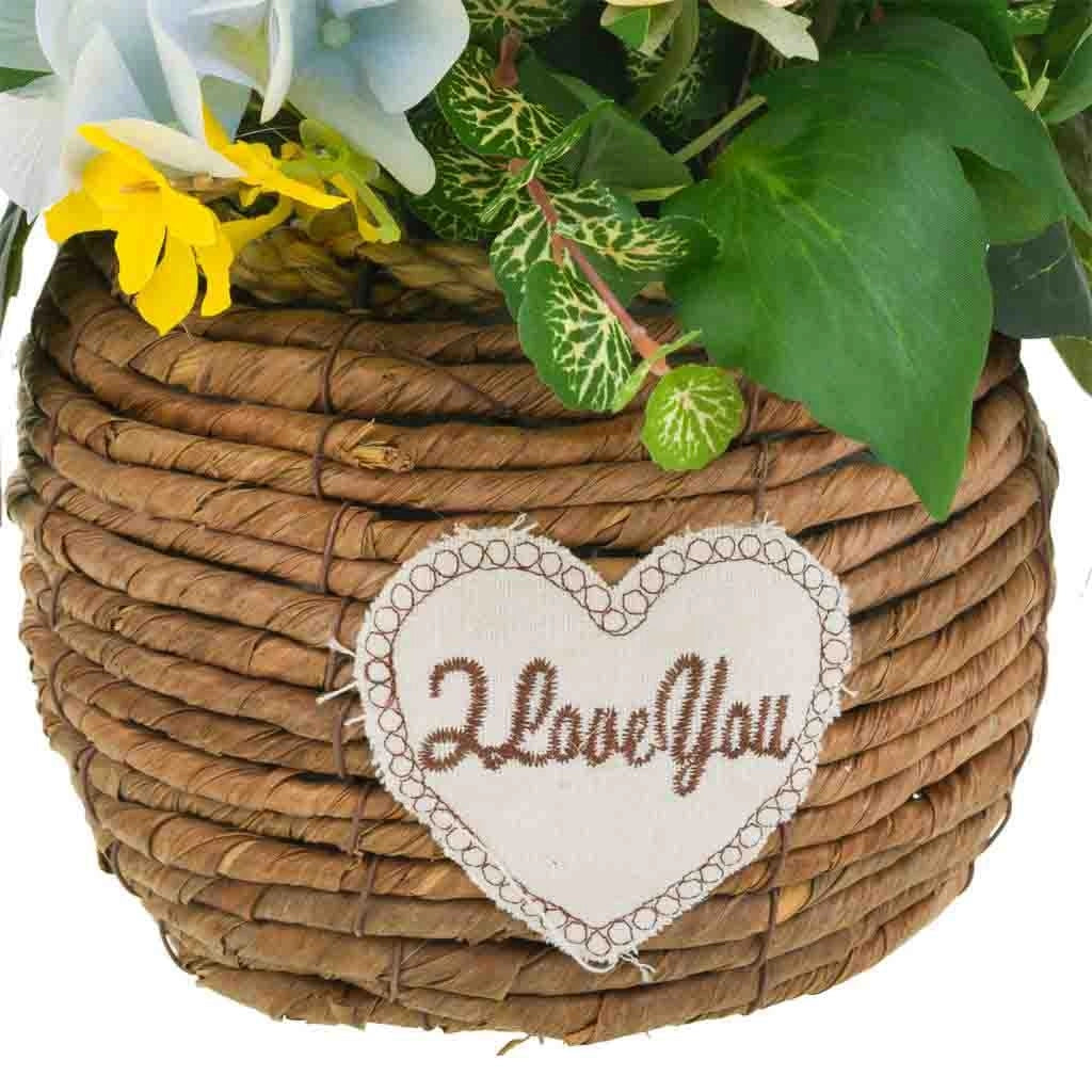 Cesto in corda con bouquet di fiori 24x23x48h