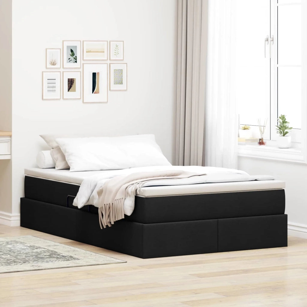 Letto con contenitore e materasso Nero 120 x 190 cm Poliestere