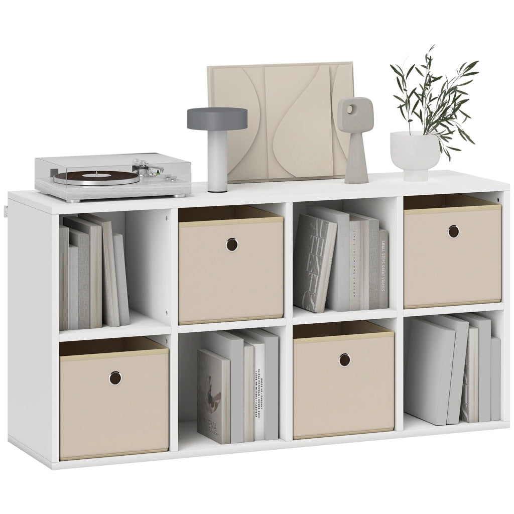 Libreria 8 Cubi con 4 Cassetti ¨C Xylo ¨C Bianco e Beige 105,9x30x53,7 cm