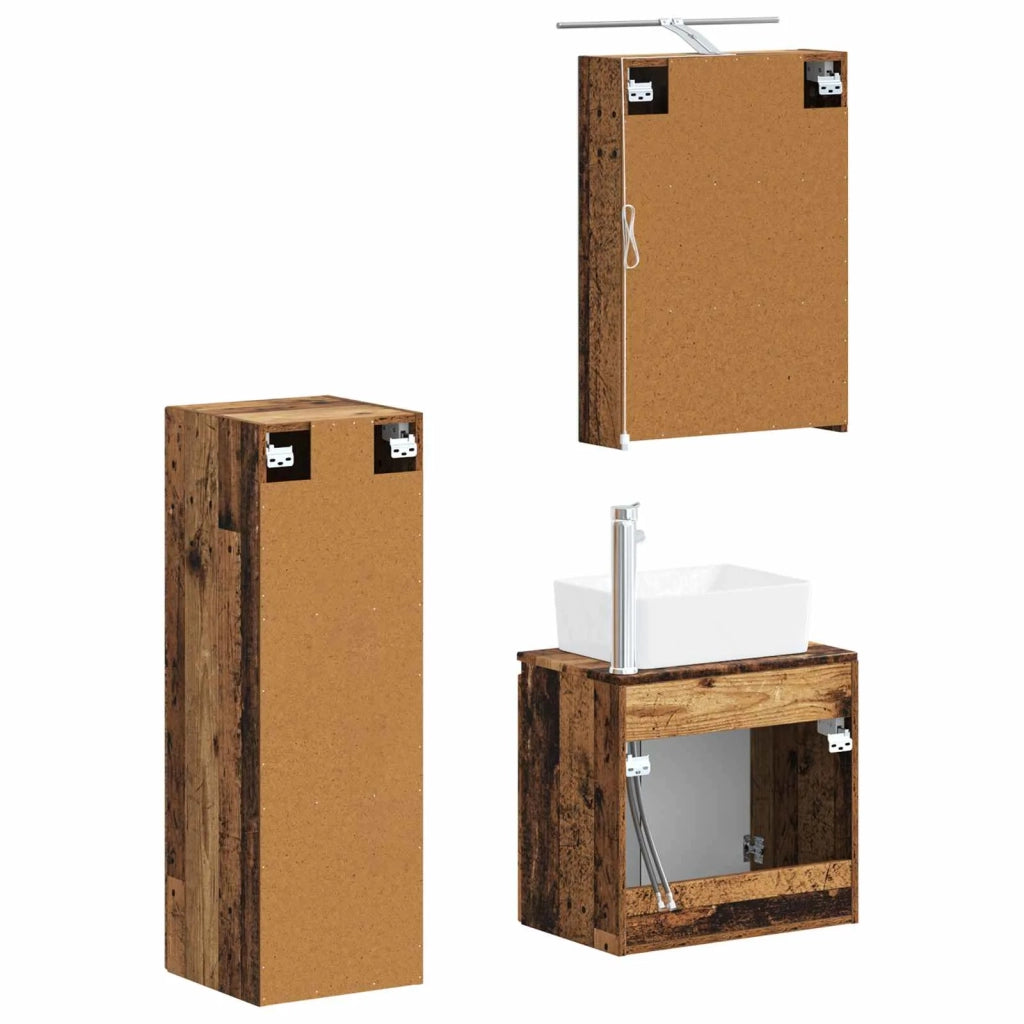 Set di mobili per il bagno 4 pcs Legno antico 3407437