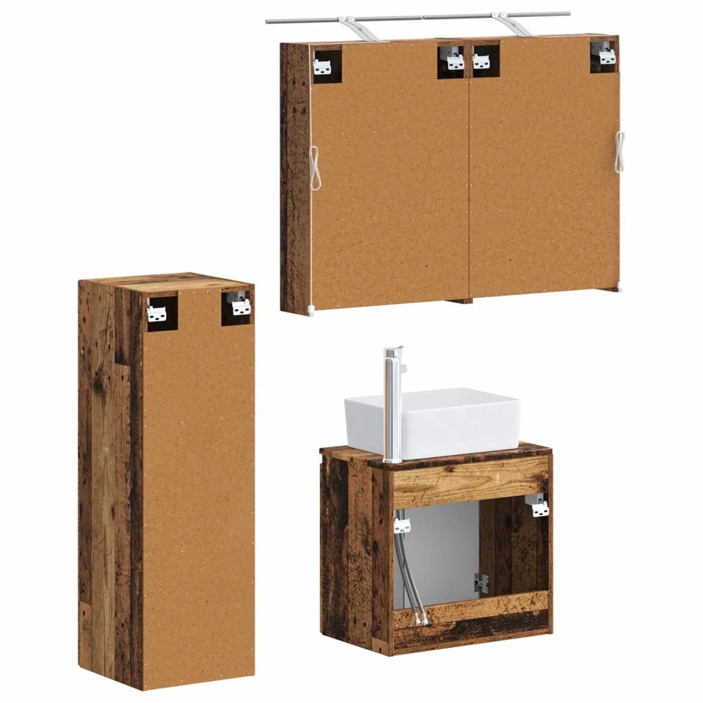 Set di mobili per il bagno 4 pz Legno antico 3407437