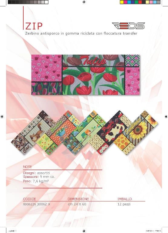 Zerbino cocco zip 24x60cm reds tappeto fuoriporta zip 24x60cm