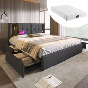 letto imbottito lino grigio 160x200 cm
