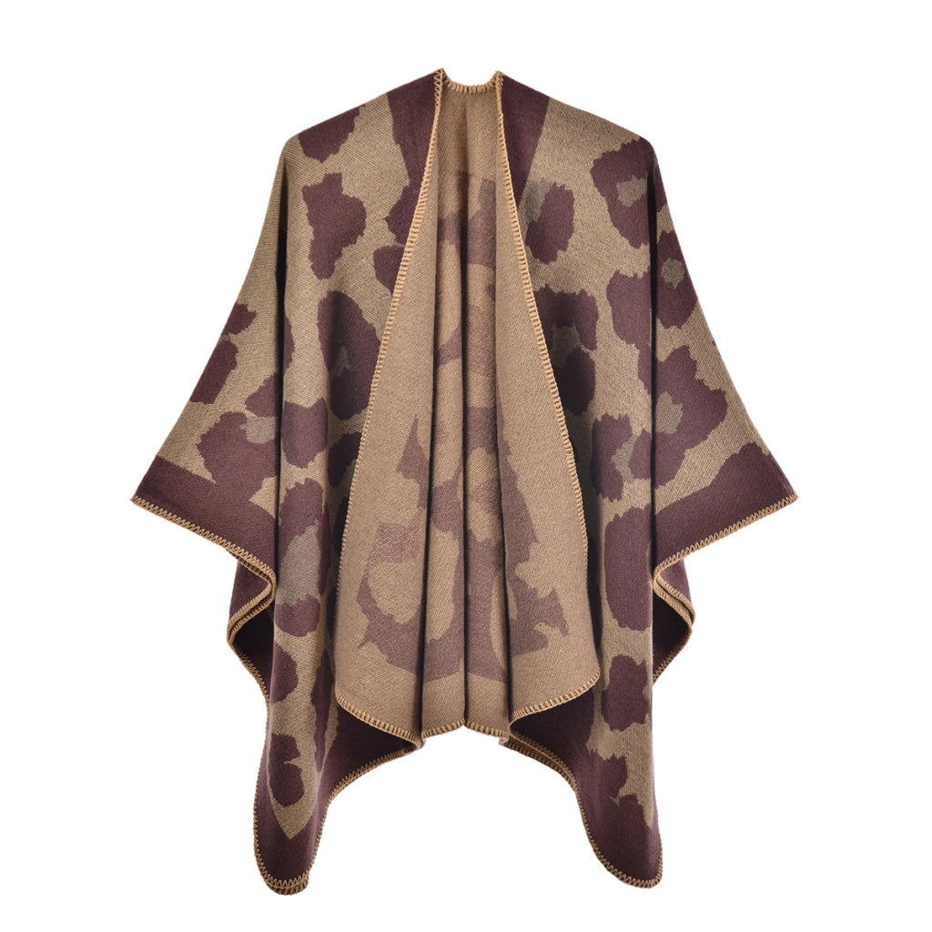 Sciarpa da donna di nuovo stile con stampa leopardata, mantella in cashmere con spacco