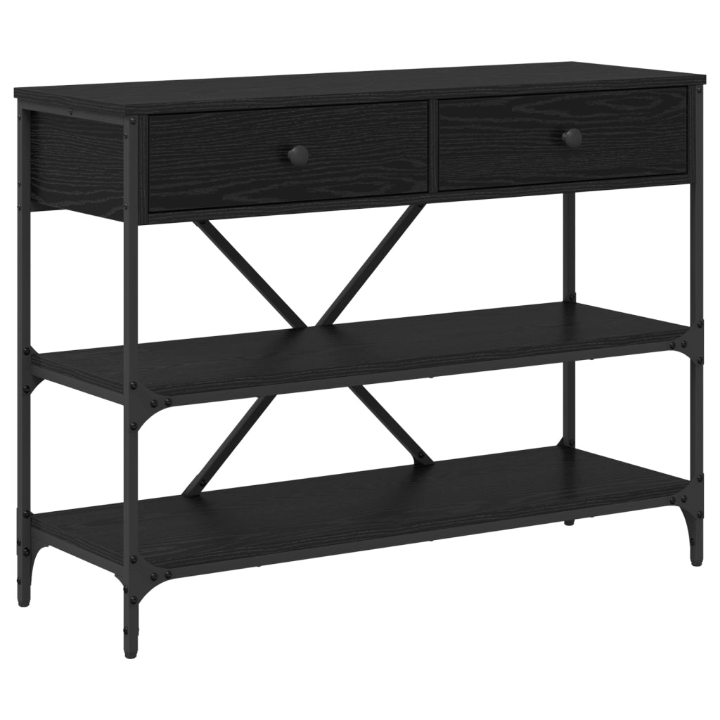 Tavolo Console Rovere Nero 100x34.5x75 cm Legno Ingegnerizzato