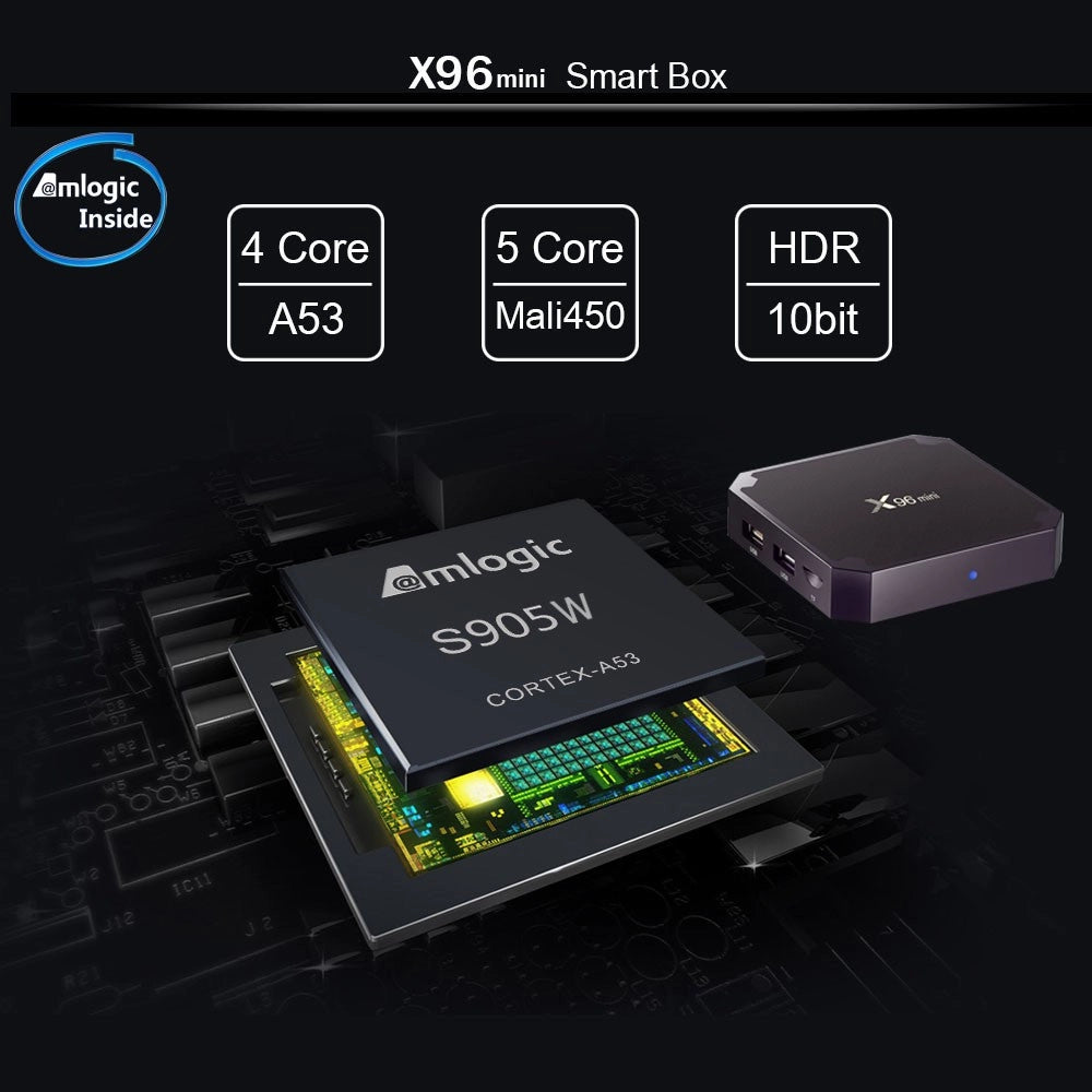 Trade Shop - X96 Mini Android Box 7.1 Quad-core S905w 2gb 16gb 4k Smart Tv Wifi Media Player -