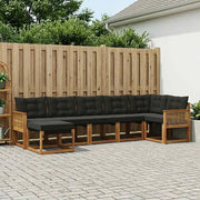 Set di divani da esterno con cuscino 7 pcs Naturale e Nero