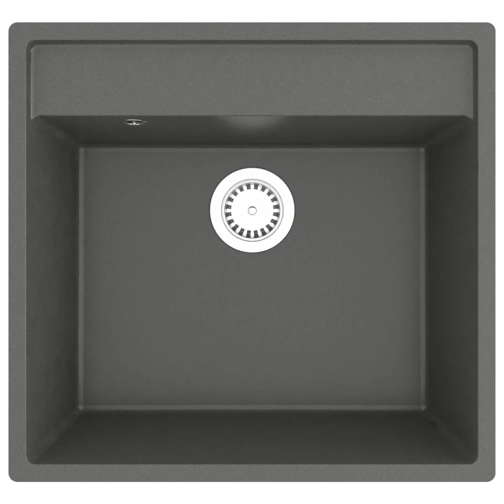 Lavello da cucina con foro troppopieno 53 x 50 cm granito grigio 02_0002382