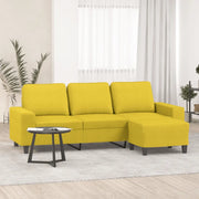 Divano a 3 Posti con Poggiapiedi-Sofa 3 Posti con Poggiapiedi Giallo Chiaro 180cm in Tessuto 222444