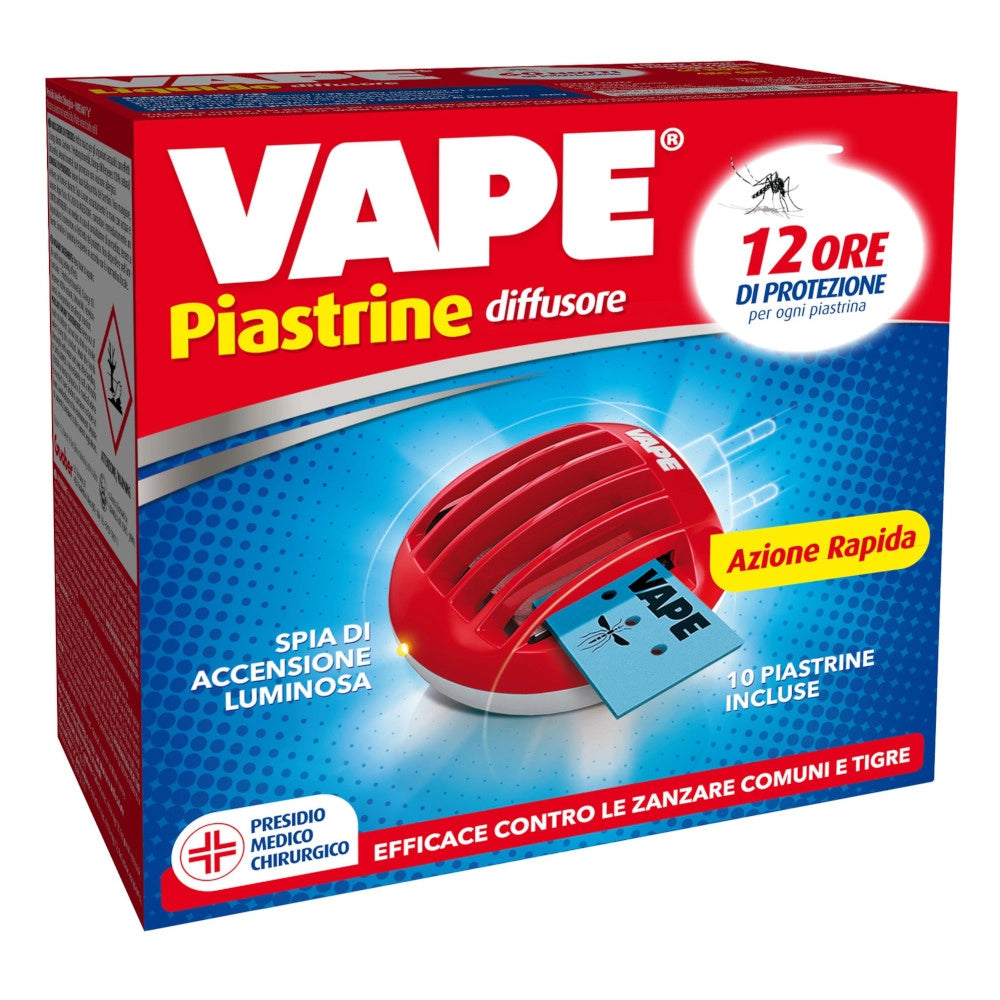 Elettroemanatore vape anti zanzare a spina in confezione con 10 piastrine