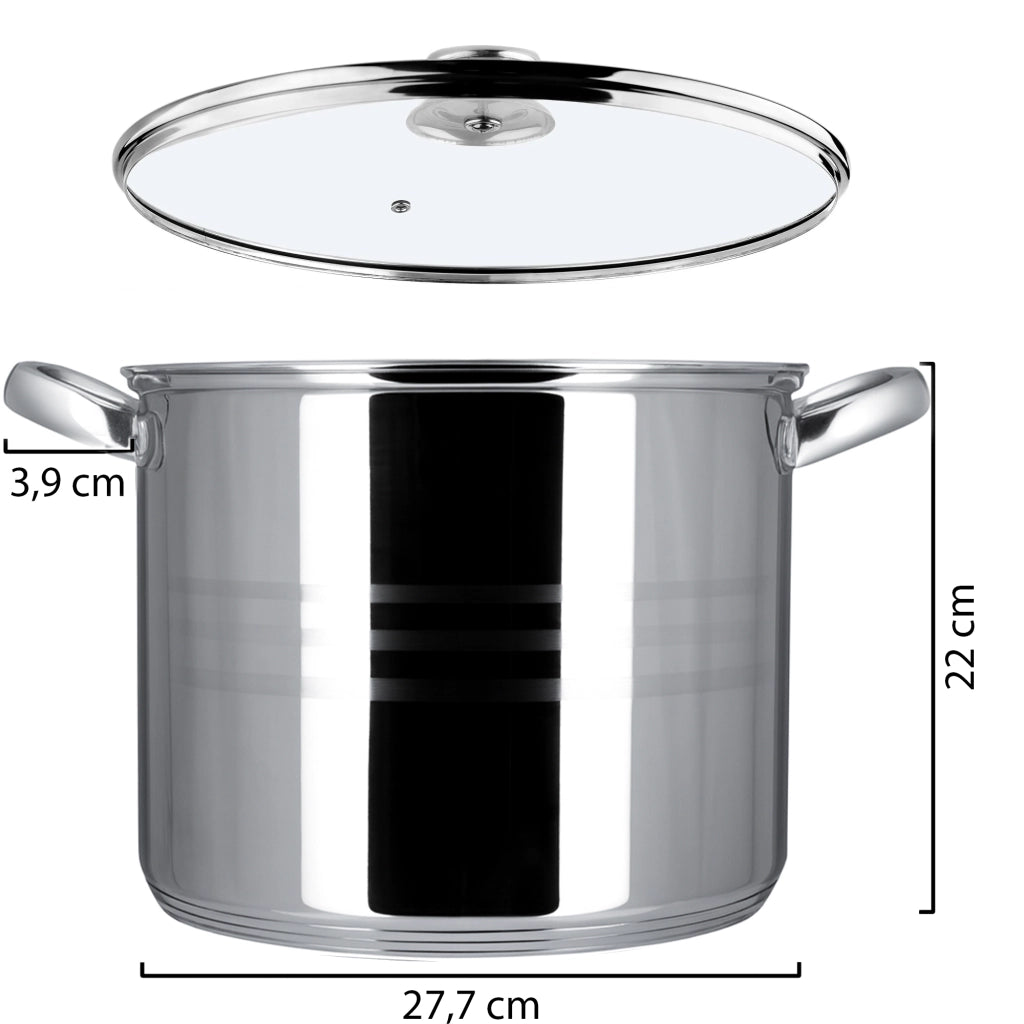 Pentola a induzione grande in acciaio inox KADAX con coperchio, gas, 26 cm, 11 l, alta
