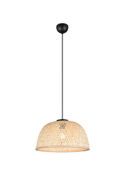 Lampada a sospensione, bambù e metallo, naturale e nero, D 40 cm, Laurent