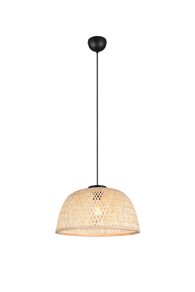 Lampada a sospensione, bambù e metallo, naturale e nero, D 40 cm, Laurent
