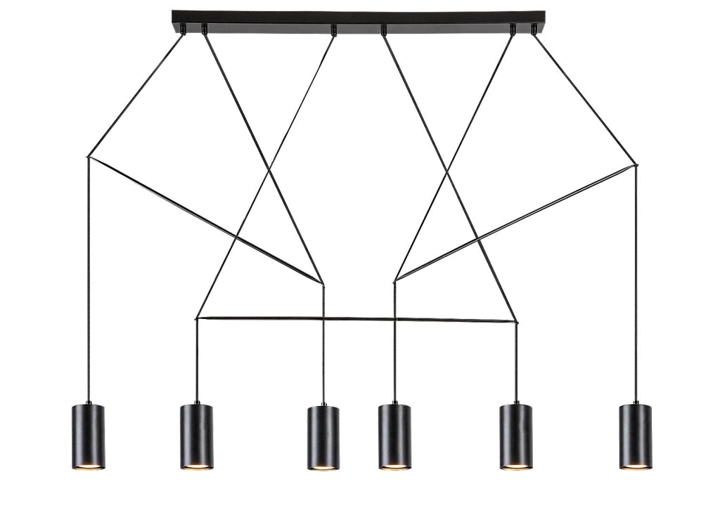 Lampada a sospensione Rabalux Aslaug nera 6xGU10 117cm
