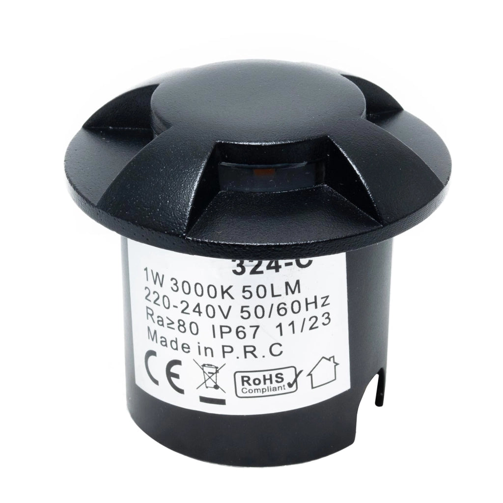 Mini faretto incasso calpestabile radente 4 finestre IP67 LED 1W basso consumo segnapassi nero luce giardino viale 230V 4000K