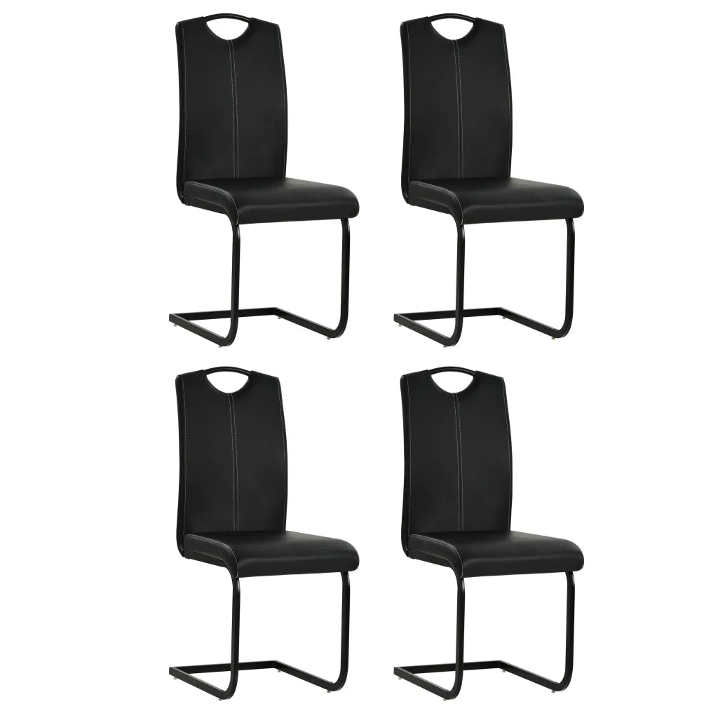 Sedie da Pranzo a Sbalzo 4 pz Nere in Similpelle cod mxl 8809