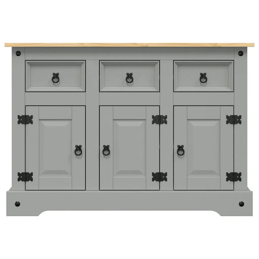 Credenza Corona Grigia 112x43x78 cm in Legno di Pino Messicano 355084