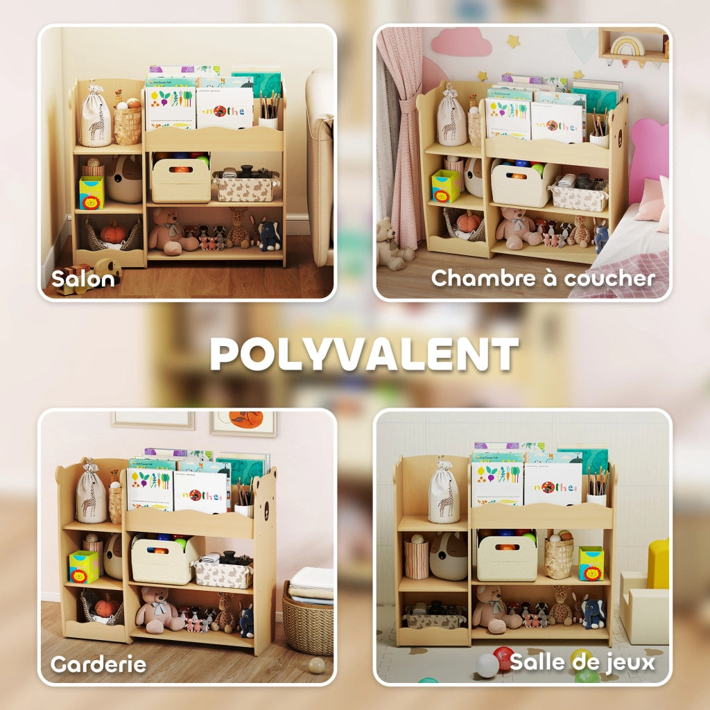 Scaffale per bambini 3 livelli ¨C zephmum ¨C naturale 92x29x79cm
