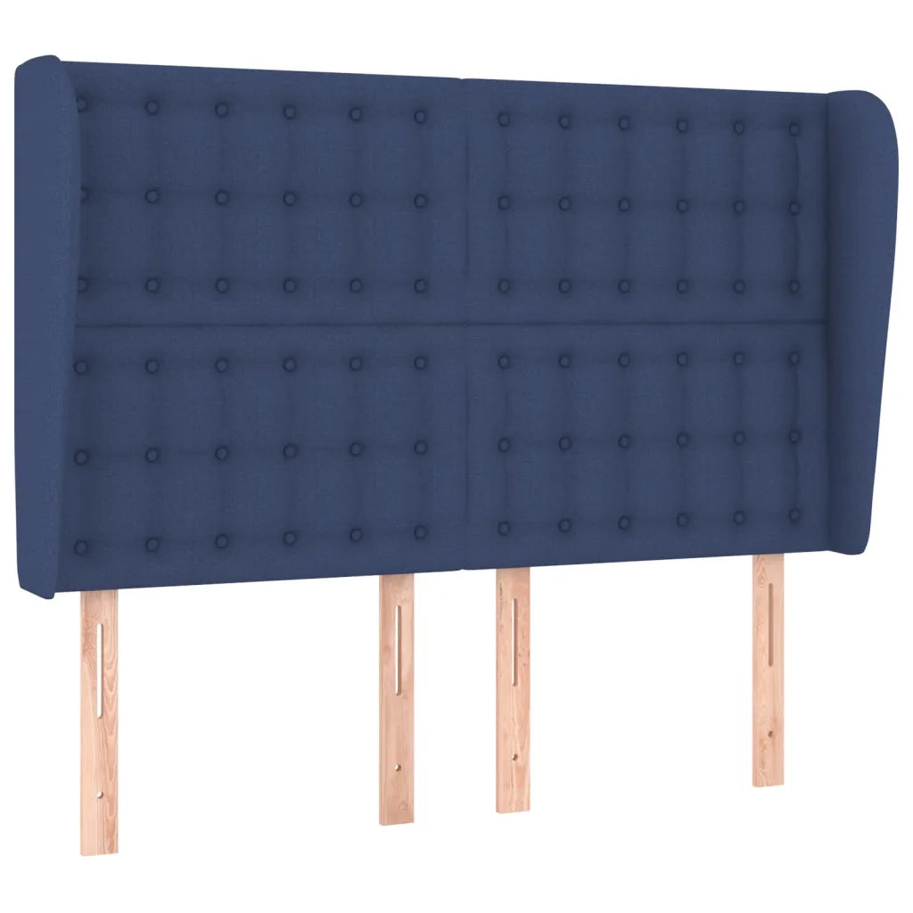 Testiera | Testata ad Orecchio Blu 147 x 23 x 118/128 cm in Tessuto