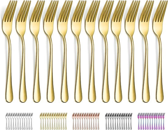 Fork per tartine - 12 pezzi - Oro - Acciaio inossidabile