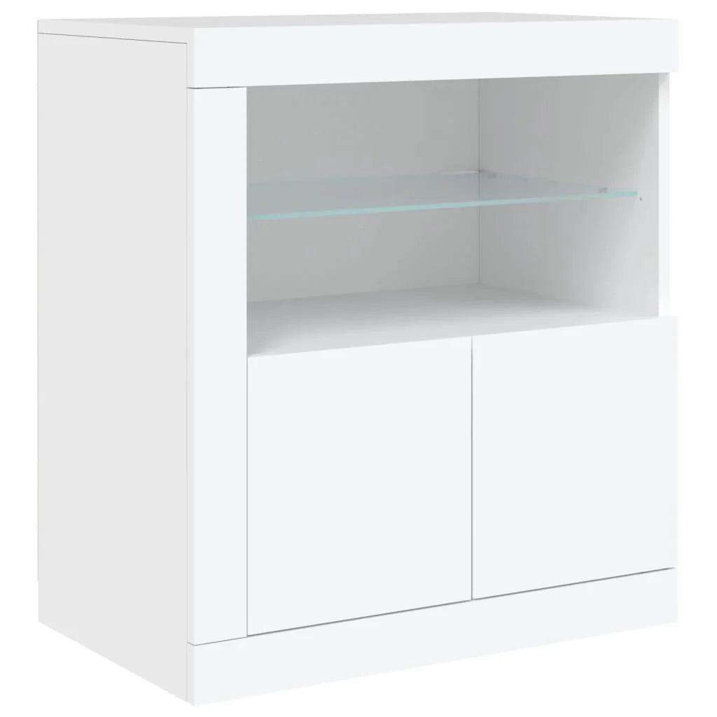Buffet credenza cassettiera armadio mobile contenitore organizer per cucina soggiorno salotto con luci LED 181,5 x 37 x 67 cm bianco 02_0029840