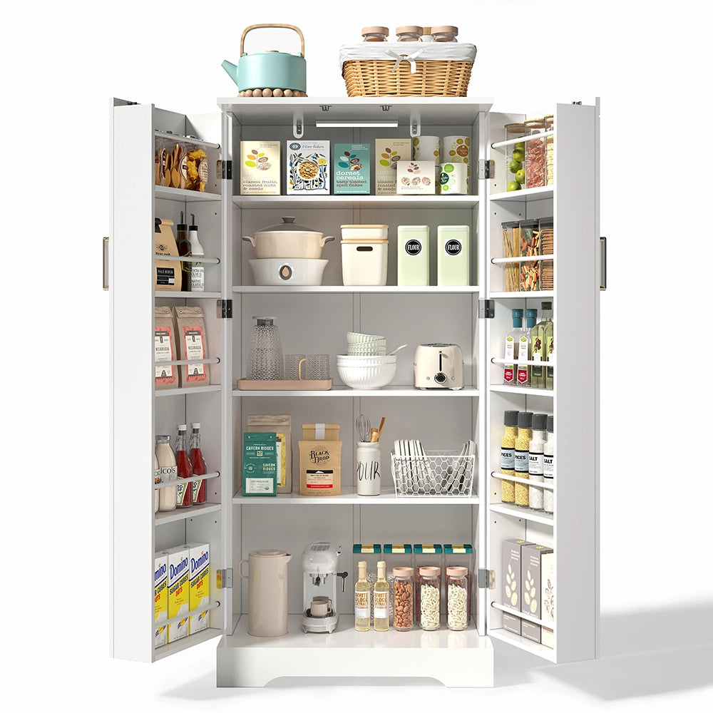 Armadio Cucina Multifunzione 60x35x128cm - Xylo - Luci LED Sensore e Antiscatto, Bianco