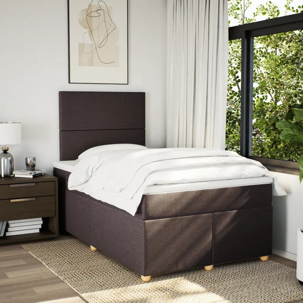 vidaXL Giroletto a Molle con Materasso Marrone Scuro 120x190cm Tessuto