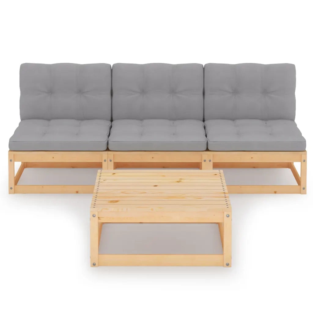 Set Divani da Giardino 4 pz con Cuscini Legno Massello Pino 3076354