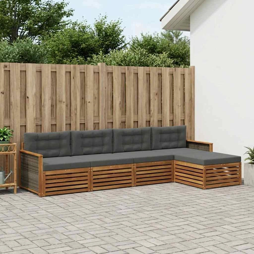 Set di divani da esterno 5 pz Naturale e Antracite 3383230