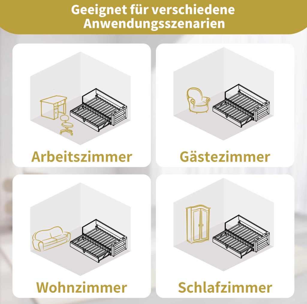 Divano letto 90x190 cm con letto estraibile, USB-C, grigio