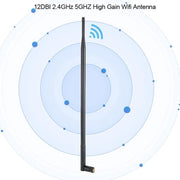 Antenna Dual Band WIFI 2.4G/5G con Connessione RP SMA - Alta Gittata - Lunga Portata del Segnale - Connessione RP SMA per Router.