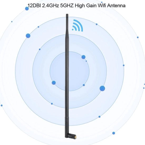 Antenna Dual Band WIFI 2.4G/5G con Connessione RP SMA - Alta Gittata - Lunga Portata del Segnale - Connessione RP SMA per Router.