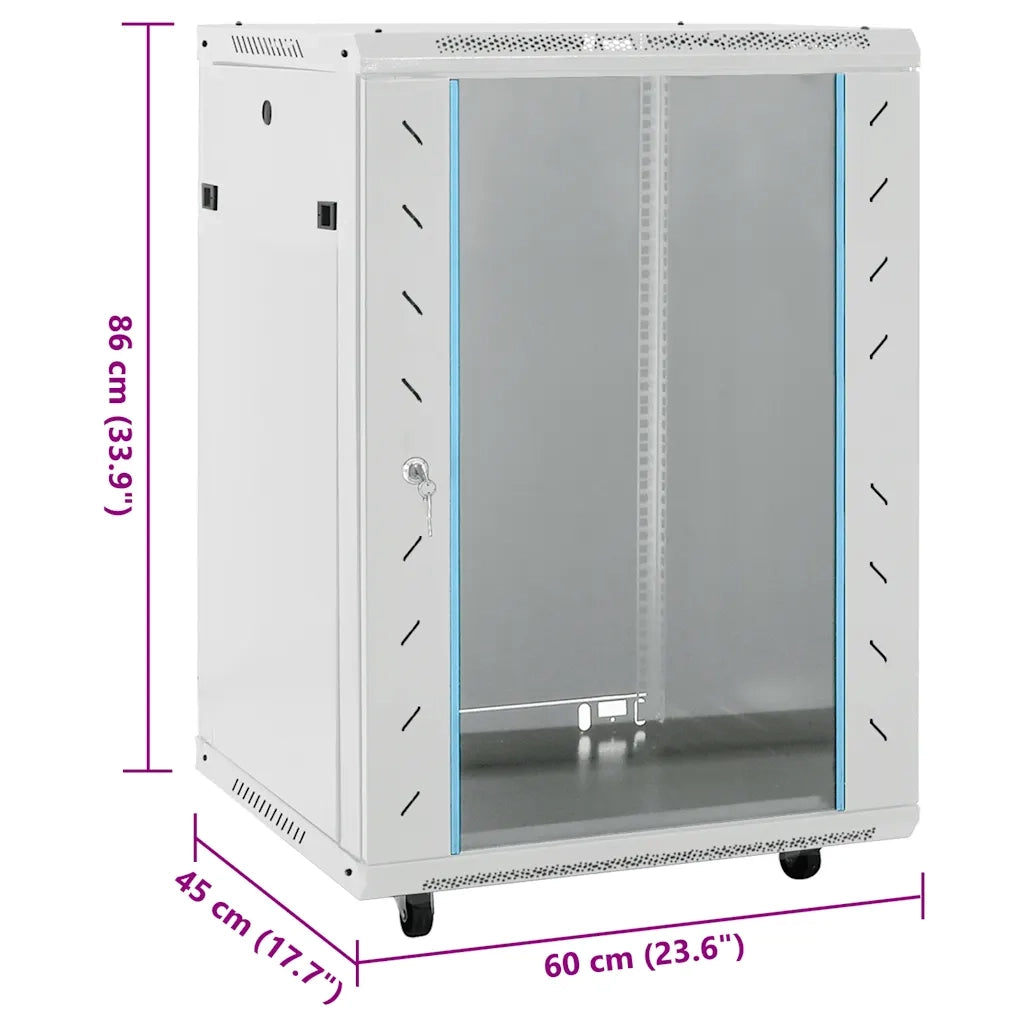 Armadietto di Rete 15U con Ruote Girevole 19" IP20 60x45x86 cm