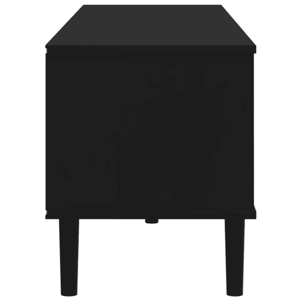 Mobile TV SENJA Aspetto Rattan Nero 158x40x49 cm Massello Pino 358045