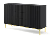 MOBILE RAVENNA B MOBILE IN MDF RIVESTITO IN FOGLIO 2D3S 150 NERO OPACO TELAIO ORO