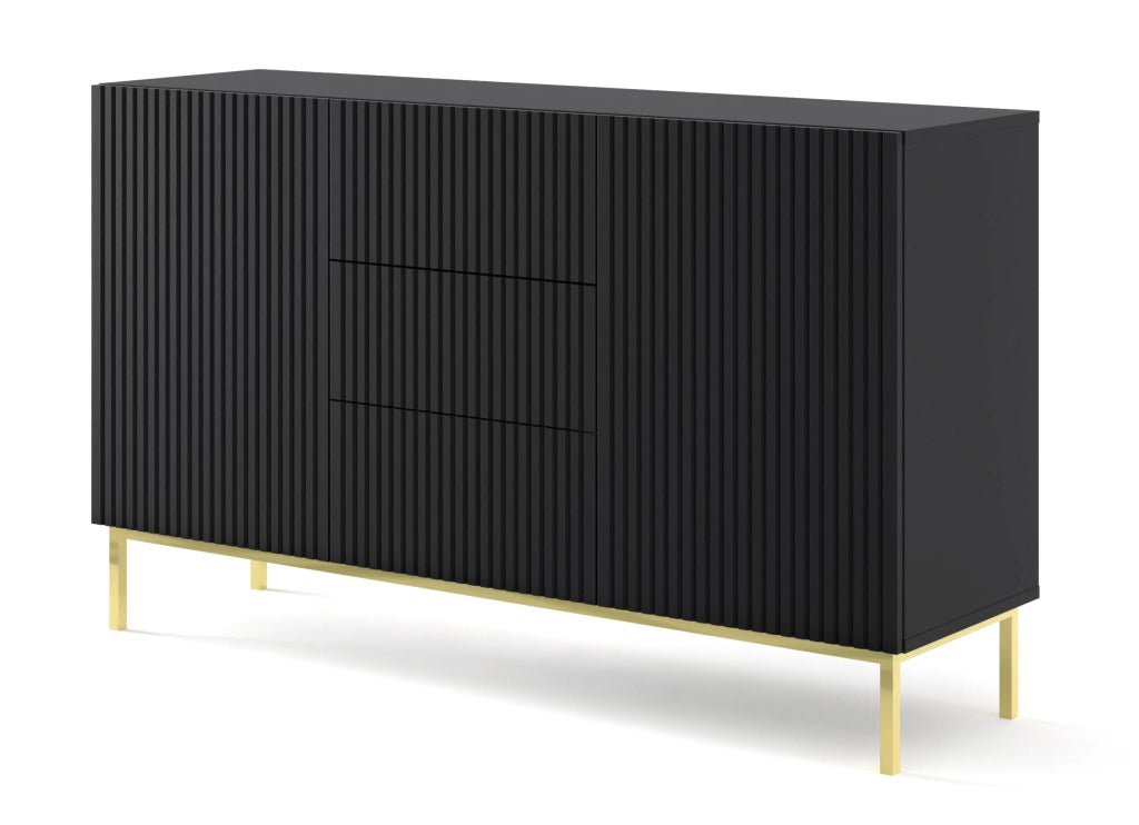 MOBILE RAVENNA B MOBILE IN MDF RIVESTITO IN FOGLIO 2D3S 150 NERO OPACO TELAIO ORO