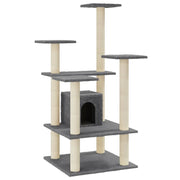 Tiragraffi per gatti torre per arrampicata giocattolo piattaforma per arrampicata con tiragraffi in sisal scuro 110 cm grigio 02_0022643