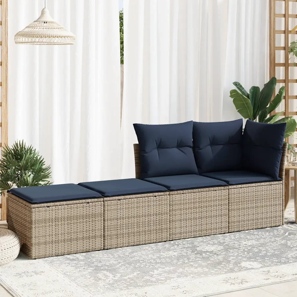 Set Divano Giardino 2 pz | Set Salotto da Giardino con Cuscini Grigio Polyrattan Acacia