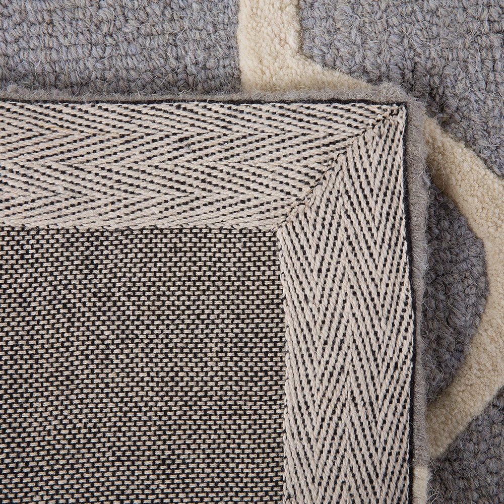 Tappeto Grigio Lana 160 x 230 cm Traliccio Quadrifoglio Trapuntato a Mano Orientale Trifoglio Marocchino