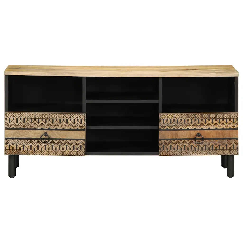 Mobile Porta TV-Mobile per TV-Credenza TV Nero 100x33,5x46 cm Legno Massello Mango Grezzo