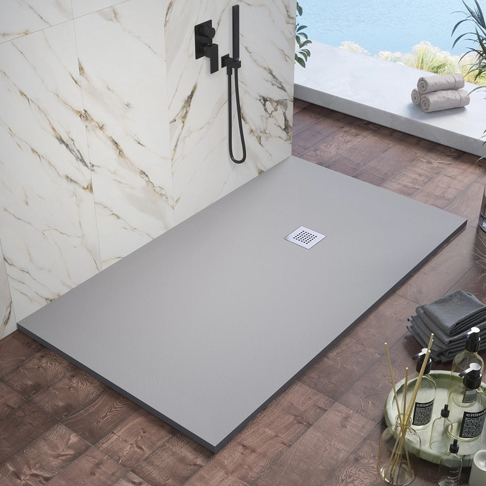 Piatto doccia 90x140cm in marmoresina grigio effetto pietra | Kos