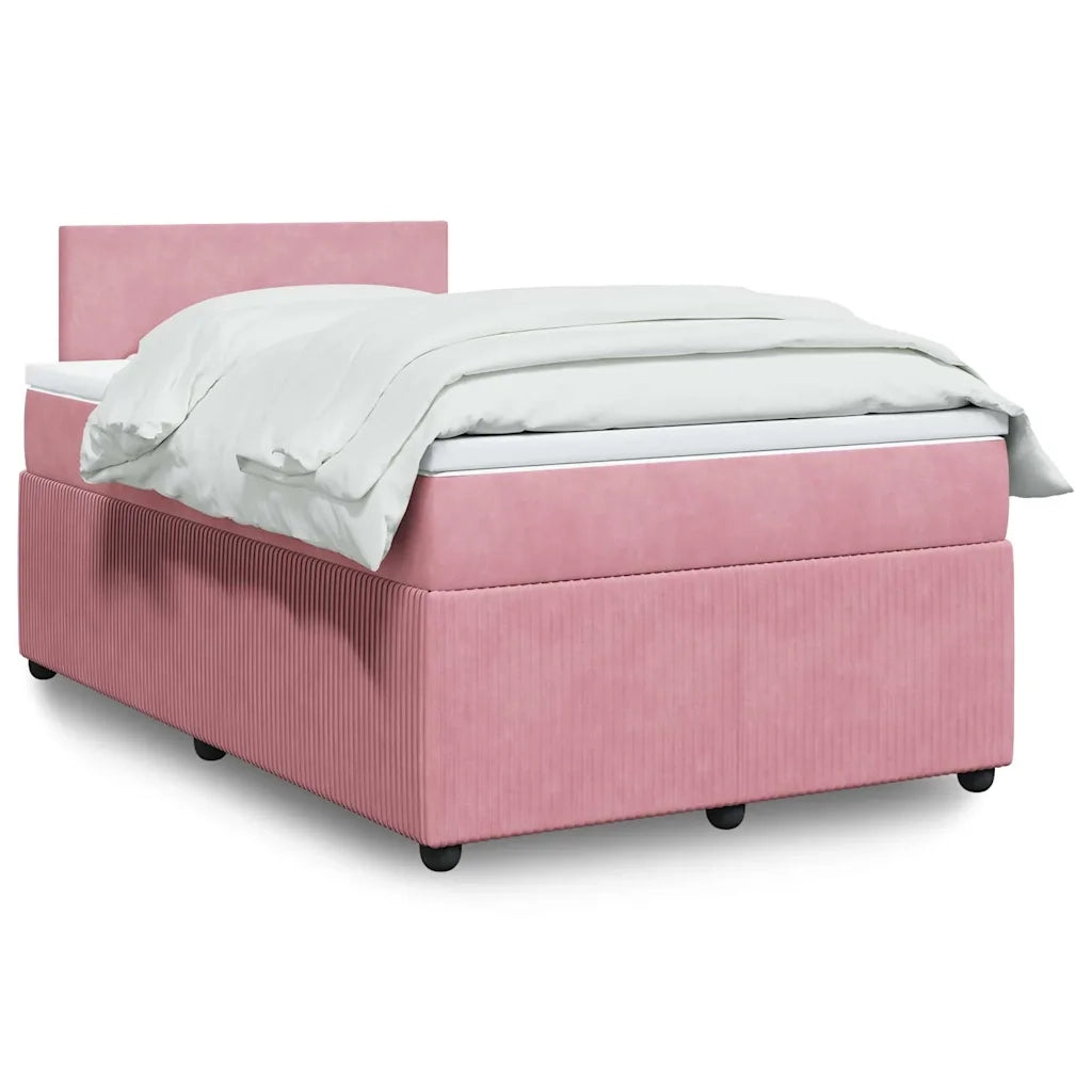 Giroletto a Molle con Materasso Rosa 120x190 cm in Velluto 3287685