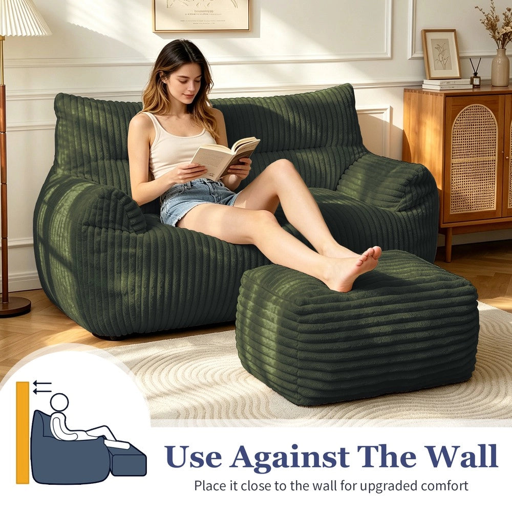 Poltrona Sacco Doppia con Pouf ¨C MINIMAL ¨C Tessuto, Soggiorno e Camera
