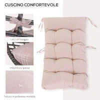 Poltrona da Esterno in Rattan a Goccia Stile Boho con Cuscino, 101x89x156cm Grigio e Beige