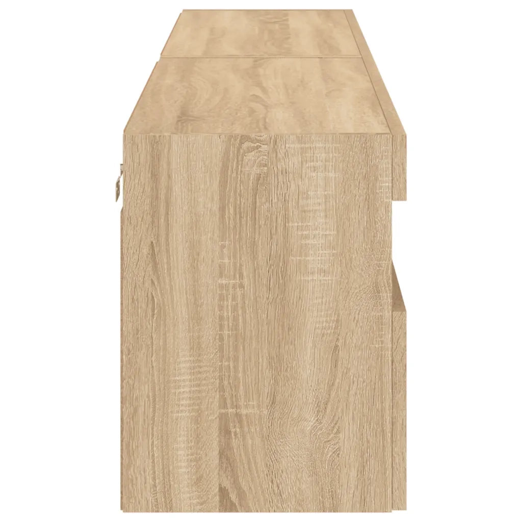 Mobili TV a Parete con Luci LED 2 pz-Credenza per TV sospesa Rovere Sonoma 80x30x40 cm
