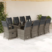 Set Bistrò da Giardino 11 pz con Cuscini in Polyrattan Grigio 3277242