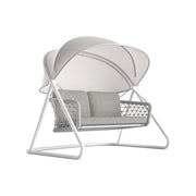 Dondolo da Giardino 2 Posti 185x137x154 cm  con Tettuccio Parasole Regolabile Muses Grigio