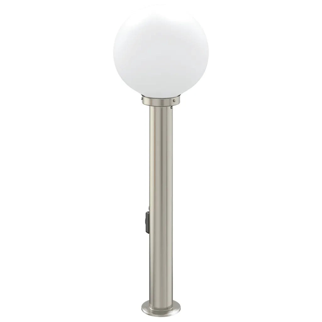Lampada a paletto con presa elettrica 80 cm Acciaio Inox IP44 4006103