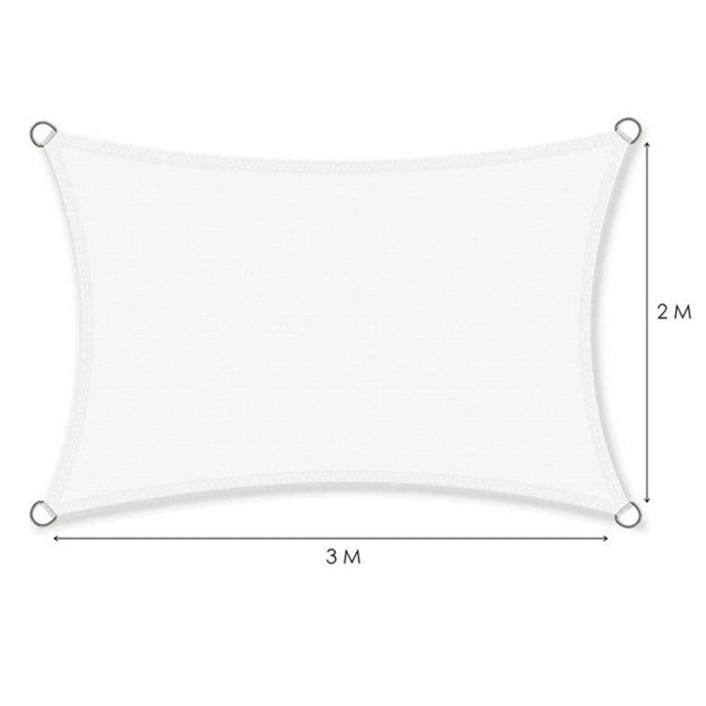 Trade Shop - Vela Tenda Rettangolare Parasole Protezione Sole Ombra Giardino 2x3mt Bianca 017034 -