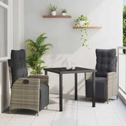 Set da Pranzo per Giardino con cuscino 3 pcs Grigio polyrattan 3380547